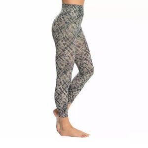 SPANX Seamless Cropped Watercolor Leggings Abstract Layering Black Gray XL 10 12